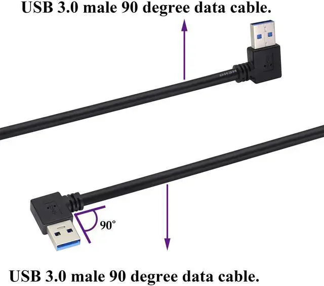 Alt view image 3 of 7 - BUCIER 90 Degree 3.0 A USB Cable Left & Right Angle USB 3.0 A to A Male Charging and Transferring Data Extender Connector Cable for USB Keyboard,Mouse,Flash Drive,Hard Drive.(0.6M/2ft-Black)