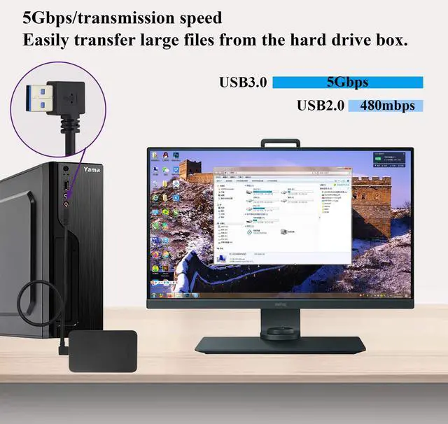 Alt view image 5 of 7 - BUCIER 90 Degree 3.0 A USB Cable Left & Right Angle USB 3.0 A to A Male Charging and Transferring Data Extender Connector Cable for USB Keyboard,Mouse,Flash Drive,Hard Drive.(0.6M/2ft-Black)