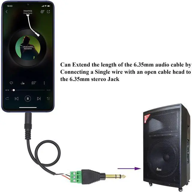 Alt view image 6 of 7 - BUCIER 6.35mm Screw Terminal Block Connector 1/4" inch TRS Male Plugs to 3 Pin/Way Female Bolt Screw Terminals Pluggable AUX Audio Microphone/Speaker Wire,Keyboard,Mixer,Solderless Converter(2 Pack)