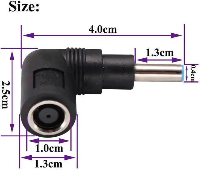 Alt view image 2 of 7 - BUCIER 90 Degree Laptop Power Adapter 90 Degree DC 7.4mm x 5.0mm Female to 4.5mm x3.0mm Male Charging DC Power Converter for HP Notebook Adapter Replacement Power Adapter (2Pack)
