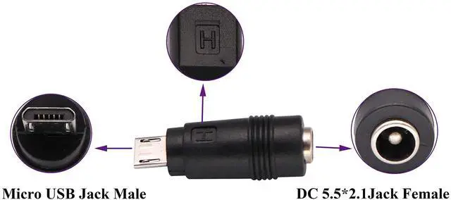 Alt view image 4 of 7 - BUCIER Micro DC Power Adapter DC5.5x2.1mm to Micro USB 5V DC Power Supply Charging Cables Connector for Cellphone, Tablet,MP3 and Micro USB Device.(2Pack-Micro)