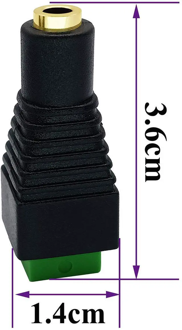 Alt view image 2 of 7 - BUCIER 3.5mm Screw Terminal Gold Plated 3.5mm (1/8") TS Mono Female to 2 Pin Female Screw Terminal AUX Headphone Balun Solderless Converter Adapter(5-Pack/Female)