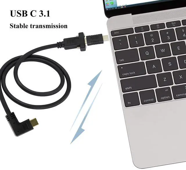 Alt view image 5 of 7 - BUCIER 90 Degree 3.1Type C Cable10Gbps Right & Left Angle USB 3.1 Type C Male to Female Panel Mount Cable,Supports Charging,Data,Audio,Video Cable Compatible Samsung S10 S9 S8,MacBook(0.6M/2ft)