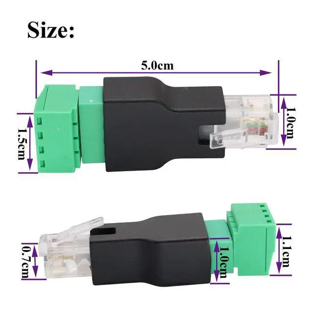 Alt view image 2 of 7 - BUCIER RJ11 Screw Terminal RJ11 4P 4C Male to 4Pin Female Bolt Screw Type terminals Plug for Telephone,CCTV wiring Coupler (2 Pack)
