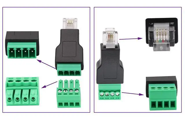 Alt view image 6 of 7 - BUCIER RJ11 Screw Terminal RJ11 4P 4C Male to 4Pin Female Bolt Screw Type terminals Plug for Telephone,CCTV wiring Coupler (2 Pack)