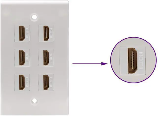 Alt view image 6 of 7 - BUCIER 90 Degree HDMI Keystone Adapter Gold Plated Right Angle HDMI Female to Female Keystone Jack Insert 3D 4K 60HZ Coupler Adapter for Wall Plate (White/5 Pack)