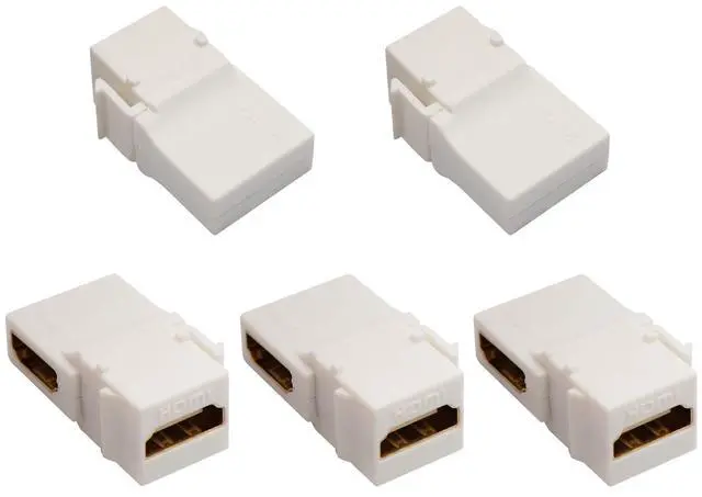 Main image of BUCIER 90 Degree HDMI Keystone Adapter Gold Plated Right Angle HDMI Female to Female Keystone Jack Insert 3D 4K 60HZ Coupler Adapter for Wall Plate (White/5 Pack)