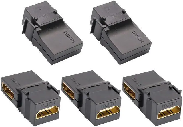 Main image of BUCIER 90 Degree HDMI Keystone Coupler, Gold Plated Right Angle HDMI Keystone Jack Insert Female to Female 3D 4K Coupler Adapter for Wall Plate (Black/5 Pack)