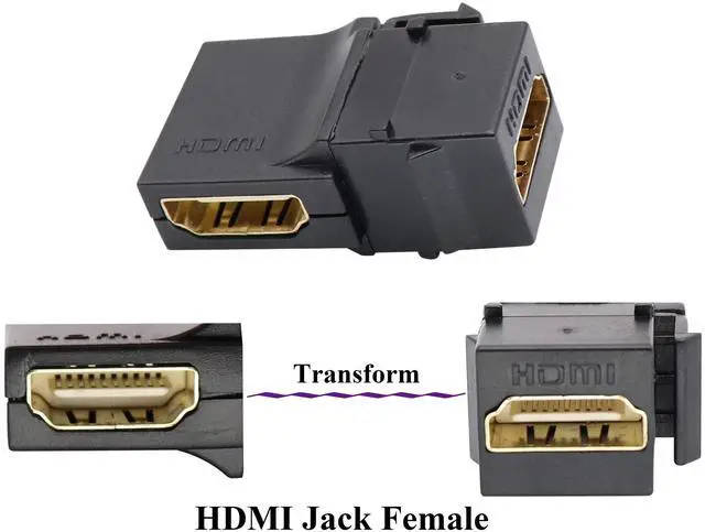 Alt view image 3 of 7 - BUCIER 90 Degree HDMI Keystone Coupler, Gold Plated 90 Degree HDMI Keystone Jack Insert Female to Female 3D 4K Coupler Adapter for Wall Plate (Black/2 Pack)