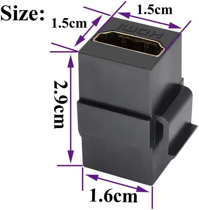 Alt view image 2 of 7 - BUCIER HDMI Keystone Coupler, Gold Plated HDMI Keystone Jack Insert Female to Female 3D 4K Coupler Adapter for Wall Plate (Black/2 Pack)