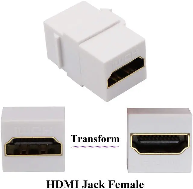 Alt view image 3 of 7 - BUCIER HDMI Keystone Coupler, Gold Plated HDMI Keystone Jack Insert Female to Female 3D 4K Coupler Adapter for Wall Plate (White/5 Pack)