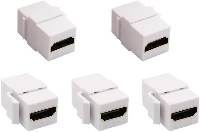 Main image of BUCIER HDMI Keystone Coupler, Gold Plated HDMI Keystone Jack Insert Female to Female 3D 4K Coupler Adapter for Wall Plate (White/5 Pack)