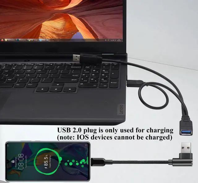 Alt view image 2 of 7 - BUCIER USB A 3.0 Y Splitter Cable, USB 3.0 A Female to Dual USB 3.0 A Male + USB 2.0 A Male Extra Power Charging & Data Transfer Dual USB Y Splitter Cable (30cm-F/Dual M)