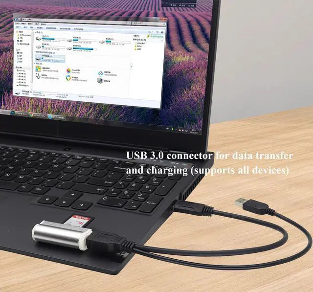 Alt view image 4 of 7 - BUCIER USB A 3.0 Y Splitter Cable, USB 3.0 A Female to Dual USB 3.0 A Male + USB 2.0 A Male Extra Power Charging & Data Transfer Dual USB Y Splitter Cable (30cm-F/Dual M)