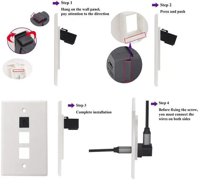 Alt view image 5 of 7 - BUCIER 90 Degree USB C 3.1 Keystone Insert Jack Connector Right Angled USB 3.1 Type-C Female to Female Keystone Insert Socket Adapter Coupler for Wall Plate Outlet Panel (90 Degree/Black/2 Pack)