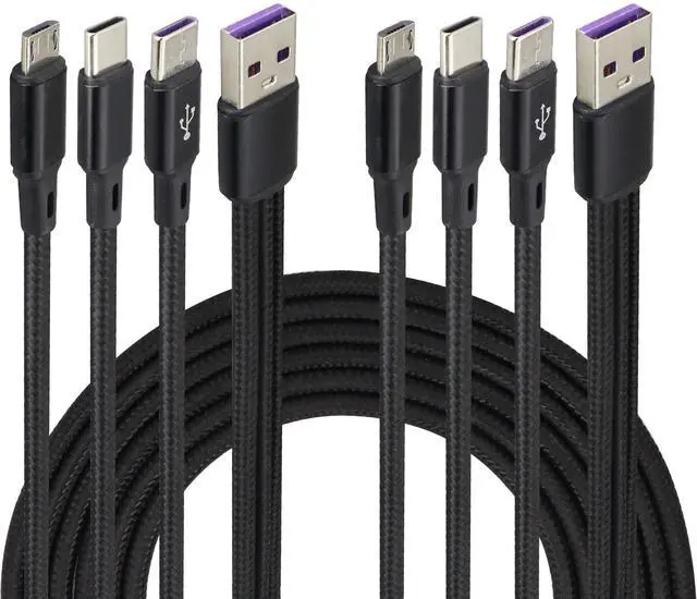 Main image of BUCIER 2Pack/4Ft 3 in 1 USB 2.0 A Splitter Cable USB A 2.0 Male to Dual Type C Male+Micro USB Male Charge Cable Fast Charge,Compatible for Most Mobile Phones and Tablets Devices(Black-2Type C+1Micro)