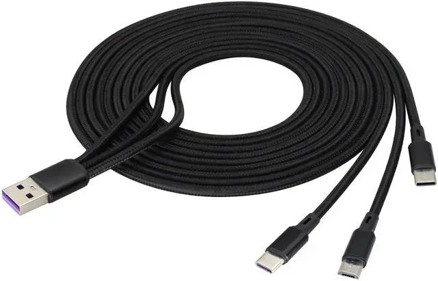 Alt view image 5 of 7 - BUCIER 2Pack/4Ft 3 in 1 USB 2.0 A Splitter Cable USB A 2.0 Male to Dual Type C Male+Micro USB Male Charge Cable Fast Charge,Compatible for Most Mobile Phones and Tablets Devices(Black-2Type C+1Micro)