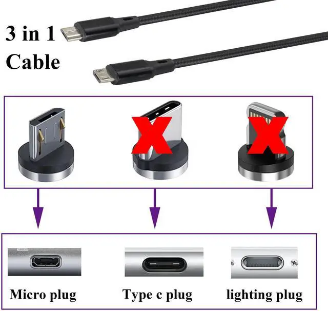 Alt view image 4 of 7 - BUCIER 4Ft/2Pack Micro USB Multi Charging Cable 3 in 1 Fast Charging Cord 2A USB 2.0 A Male to Three Micro USB Male Y Splitter Charge Cord for Smart Phones&Any Micro USB Powered Device(Black-3Micro)