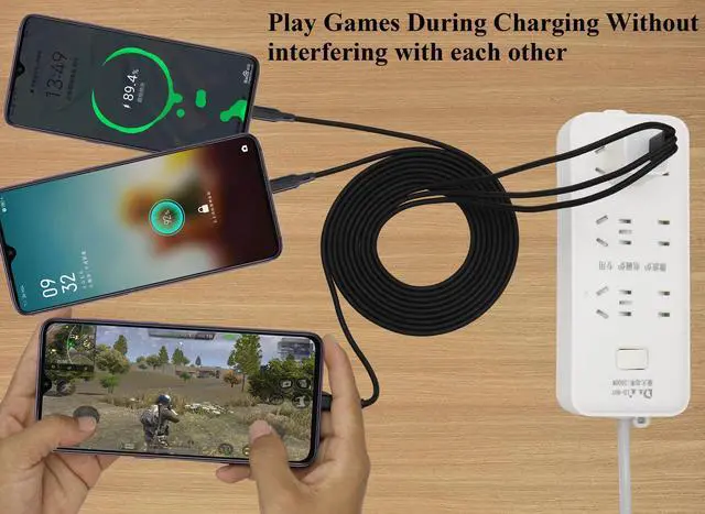 Alt view image 6 of 7 - BUCIER 4Ft/2Pack Micro USB Multi Charging Cable 3 in 1 Fast Charging Cord 2A USB 2.0 A Male to Three Micro USB Male Y Splitter Charge Cord for Smart Phones&Any Micro USB Powered Device(Black-3Micro)