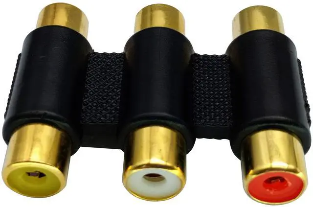 Alt view image 7 of 7 - BUCIER 5-Pack 3 RCA Female to Female Adapter, Gold Plated, Black