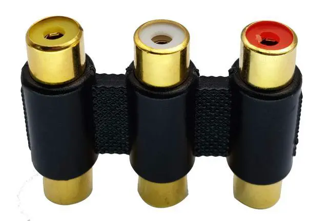 Alt view image 6 of 7 - BUCIER 5-Pack 3 RCA Female to Female Adapter, Gold Plated, Black