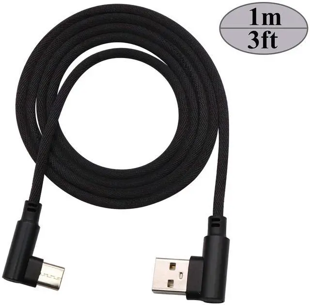 Alt view image 2 of 7 - BUCIER 3 Ft 90 Degree Type C Cable Right Angle USB 2.0 Type C Male 2.4A Nylon-Braided Fast Sync & Charging Cord for Android, Samsung,Galaxy S9/S8 Plus S8, Google Pixel 2/3 XL(Black/3-Pack)