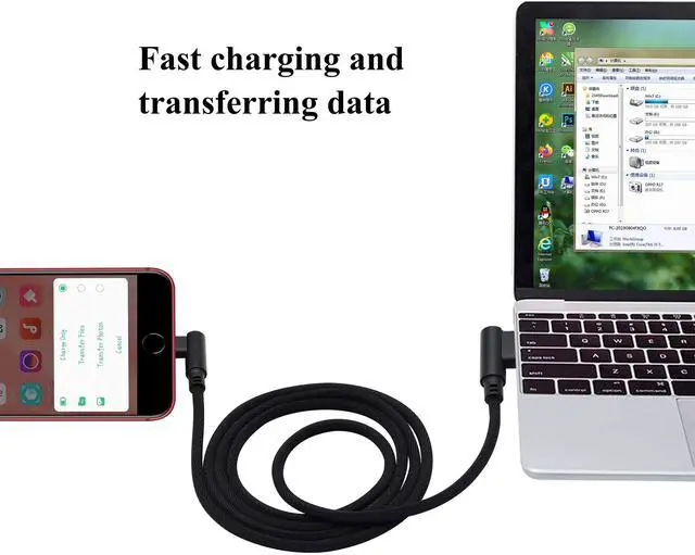 Alt view image 6 of 7 - BUCIER 3 Ft 90 Degree Type C Cable Right Angle USB 2.0 Type C Male 2.4A Nylon-Braided Fast Sync & Charging Cord for Android, Samsung,Galaxy S9/S8 Plus S8, Google Pixel 2/3 XL(Black/3-Pack)