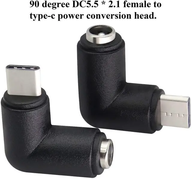 Alt view image 5 of 7 - BUCIER 90 Degree Type C USB Male to DC 5.5x2.1mm Female Connector DC Barrel Jack Power Adapter for Type C USB Charging Device (2Pack)
