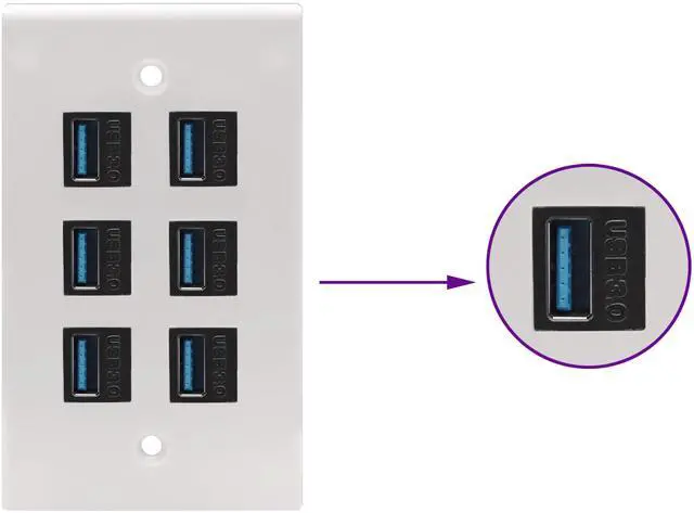 Alt view image 6 of 7 - BUCIER USB 3.0 A Keystone Adapter Female to Female USB 3.0 A Keystone Jack Insert Socket Coupler Adapter for Wall Plate Outlet Panel (Black/5 Pack)