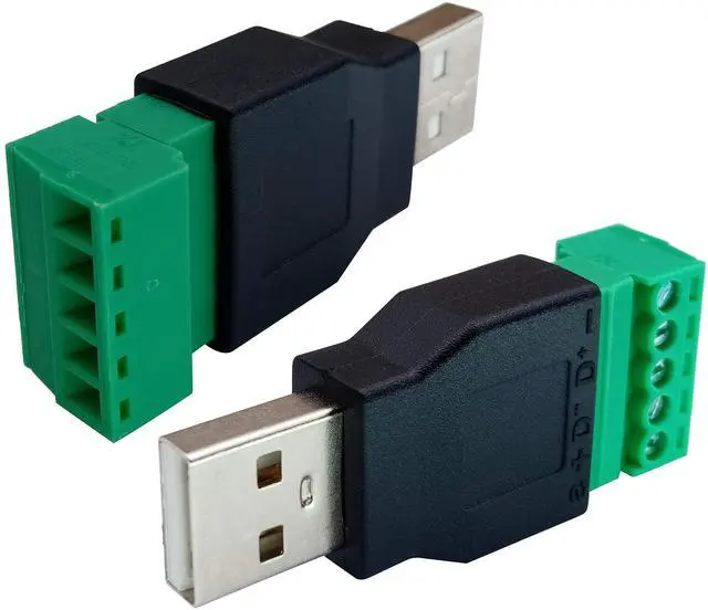 Alt view image 5 of 7 - BUCIER USB 2.0 A Screw Terminal Block Adapter USB 2.0 A Male to 5 Pin/Way Female Bolt Screw Shield terminals Pluggable Type Adapter Connector for Charging and Data Transfer (2Pack/Male)