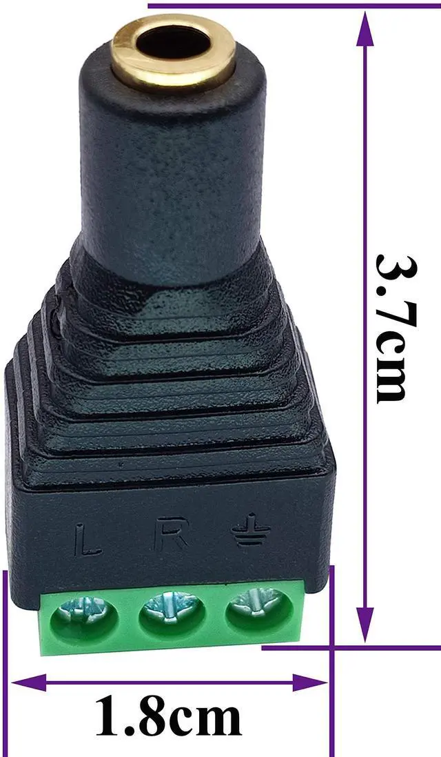 Alt view image 2 of 7 - BUCIER 3 Pole 3.5mm Screw Terminal 3.5mm (1/8) Stereo Audio Female to 3 Pin Female Screw Terminal Double Track Headphone Balun Solderless Converter Adapter(5 Pack/Female)