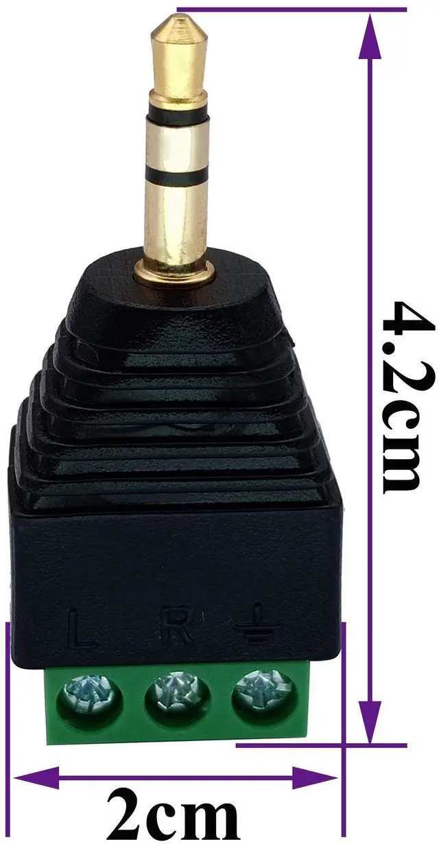 Alt view image 2 of 7 - BUCIER 3 Pole 3.5mm Screw Terminal 3.5mm (1/8) Stereo Audio Male to 3 Pin Female Screw Terminal Double Track Headphone Balun Solderless Converter Adapter(5 Pack/Male)