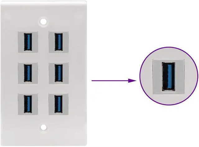 Alt view image 6 of 7 - BUCIER Right Angle USB 3.0 Keystone Coupler 90 Degree USB 3.0 A Female to Female Keystone Jack Insert Socket Coupler Adapter for Wall Plate Outlet Panel (White/5 Pack)