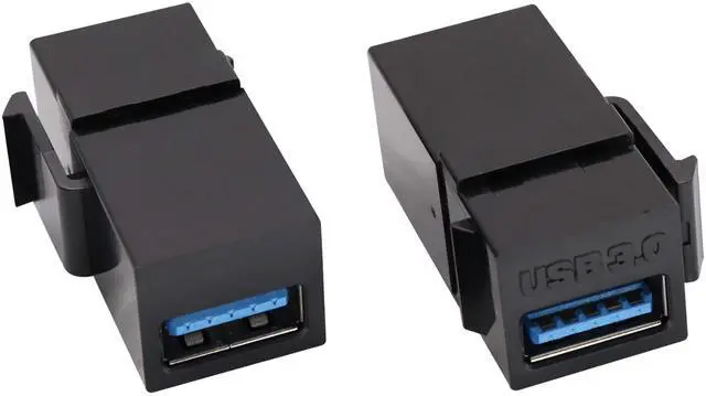Main image of BUCIER USB Keystone Adapter USB 3.0 A Keystone Jack Insert Female to Female conector Adapter for Wall Plate Outlet Panel (Black/2 Pack)