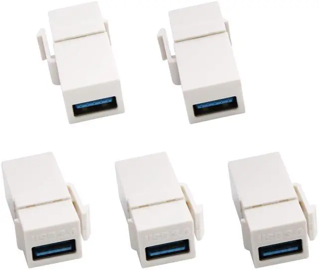 Main image of BUCIER USB 3.0 A Keystone Adapter Female to Female USB 3.0 A Keystone Jack Insert Socket Coupler Adapter for Wall Plate Outlet Panel (White/5 Pack)