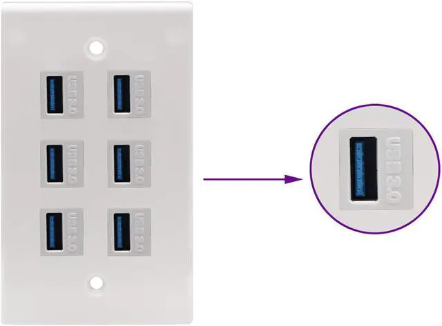 Alt view image 6 of 7 - BUCIER USB 3.0 A Keystone Adapter Female to Female USB 3.0 A Keystone Jack Insert Socket Coupler Adapter for Wall Plate Outlet Panel (White/5 Pack)