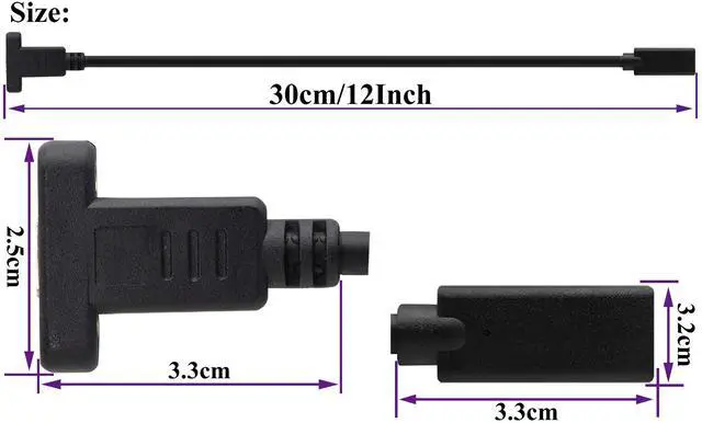 Alt view image 2 of 7 - BUCIER 3.1Type C to USB C Panel Mount Screw Cable Gen 2 (3A) USB 3.1 Type C Female to Female Panel Mount Cable, Supports Charging,Data,Audio,Video Cable for Laptop,Tablet,Mobile Phone(0.3M/1ft)