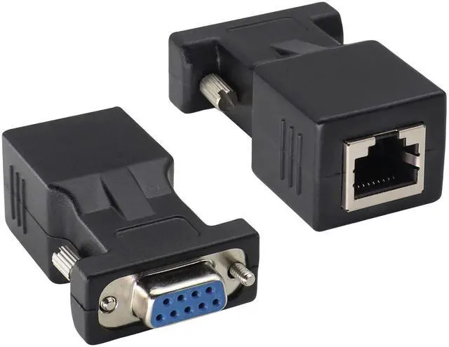Main image of BUCIER RS232 DB9 to RJ45 Converter RJ45 Female to DP9 9-Pin Serial Port RS232 Female Extender Adapter for Computer,Digital Machine Code Printer Transmission Distance Cable Adapter (2 Pack-Female)