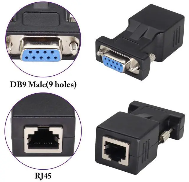 Alt view image 3 of 7 - BUCIER RS232 DB9 to RJ45 Converter RJ45 Female to DP9 9-Pin Serial Port RS232 Female Extender Adapter for Computer,Digital Machine Code Printer Transmission Distance Cable Adapter (2 Pack-Female)