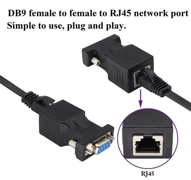Alt view image 5 of 7 - BUCIER RS232 DB9 to RJ45 Converter RJ45 Female to DP9 9-Pin Serial Port RS232 Female Extender Adapter for Computer,Digital Machine Code Printer Transmission Distance Cable Adapter (2 Pack-Female)