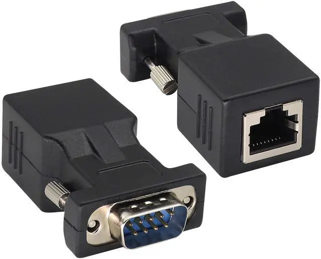 Main image of BUCIER RJ45 to DB9 RS232 Adapter 9-Pin Serial Port RS232 Male to RJ45 Female CAT5 CAT6 Ethernet LAN Extend Converter, Network to DB9 Serial Port Coupler Extender Adapter (2 Pack-Male)