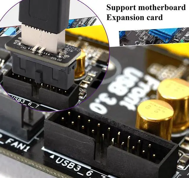Alt view image 7 of 7 - BUCIER 1Pack USB 3.0 19 Pin Header to USB 3.1 Type-E 20 Pin Header Front Panel Adapter USB 3.0 19 Pin Female to 20 pin Type E 3.1 Female Front Panel Header Connector for Computer Motherboard (19Pin)