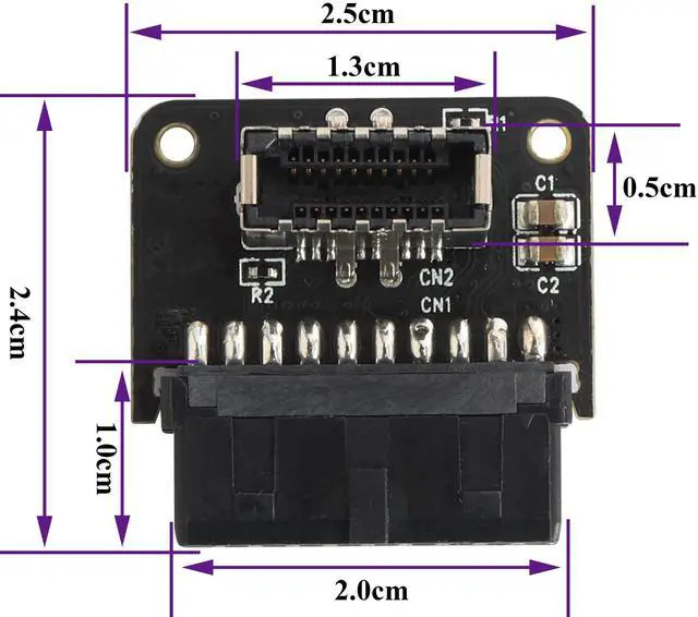 Alt view image 2 of 7 - BUCIER 1Pack 90 Degree Type E 3.1 to USB 3.0 19Pin Header Adapter Up 90 Degree USB3.1 Female Front Panel Header to USB 3.0 19Pin Female Header Extension Adapter for Computer Motherboard.(19Pin/UP)