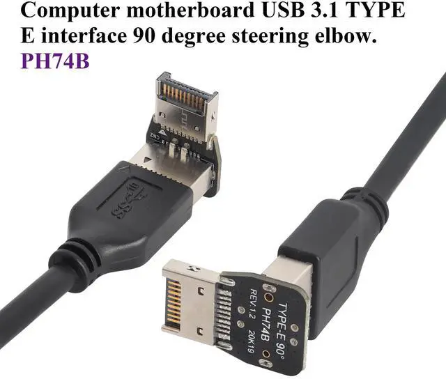 Alt view image 6 of 7 - BUCIER 1Pack 90 Degree USB 3.2 Front Panel Internal Connector Down-Right Angle Type-E USB 3.1 Female to Male Front Panel Socket Adapter for Type-E Motherboard Extension Data Adapter(Type-E/Down)