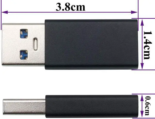 Alt view image 2 of 6 - BUCIER Type C to USB A Adapter USB Type C Female to USB Male OTG Adapter for Laptops, Power Banks and More USB A Ports Devices, Support Data Sync and Charging (2 Packs-Black F/M)