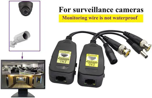 Alt view image 6 of 7 - BUCIER Passive Video Balun RJ45 to BNC Transceiver Transmitter HD-CVI/TVI/AHD/CVBS with DC Power Connector for 960P 1080P 3MP 4MP 5MP 8MP CCTV Security DVR Surveillance Camera System(18 cm-2Pairs)