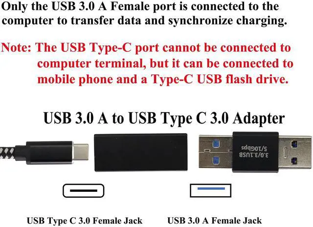 Alt view image 4 of 7 - BUCIER USB C to USB A Adapter USB 3.0 A Male to USB Type C Female Converter (One-Way Transmission and Charging) for USB Port PC,Laptops,Chargers and Type-C Port U-Disk,Smart Phone Etc(2 Pack-Black)