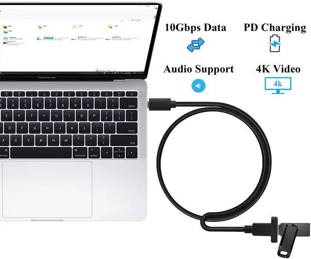 Alt view image 5 of 7 - BUCIER USB 3.1 Type C Panel Mount Extension Adapter Cable Gen 2 USB Type C 3.1 Female Panel Mount to Male Cable,Supports Charging,Data,Audio,Video Cable for Samsung Note10,MacBook Air(1M/3ft)