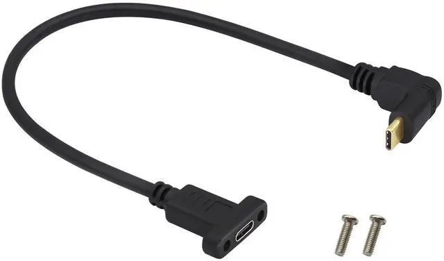 Main image of BUCIER Up&Down Angle 3.1Type C Gen 2 Cable (3A) 90 Degree USB 3.1 Type C Male to Female Panel Mount Screw Cable, Supports Charging,Data,Audio,Video Cable for Laptop,Tablet,Mobile Phone(0.3M/1ft)