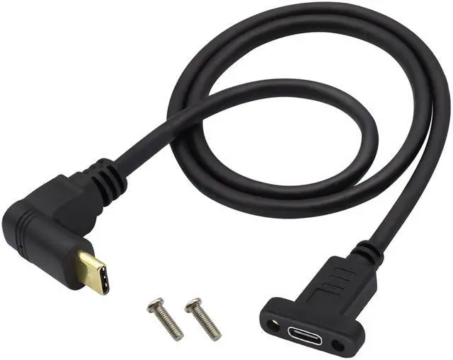 Main image of BUCIER 90 Degree 3.1Type C Cable 4K&60hz Up&Down Angle USB 3.1 Type C Male to Female Panel Mount Cable,Supports Charging,Data,Audio,Video Cable Compatible Samsung S10 S9 S9+ S8,MacBook(0.6M/2ft)